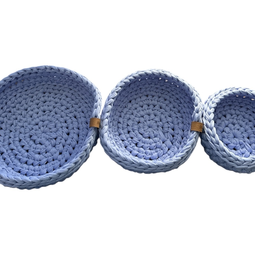 Set of Three Purple Crochet Baskets